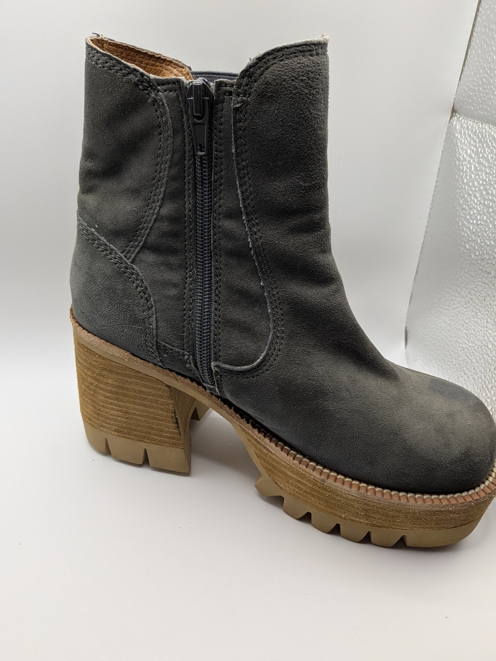 Free People Preston Boot Suede Platform 7 Jeffrey Campbell Blue Gray Chunky - Picture 5 of 16
